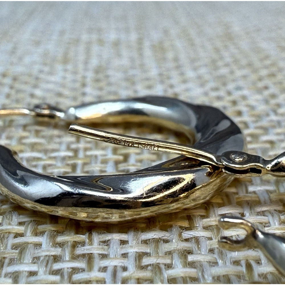 MA Israel 14K Yellow Gold Twist Hoop Earrings Michael Anthony 1.2 Grams - Picture 7 of 7